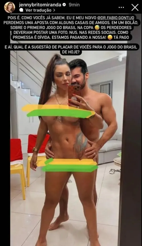 Jenny Miranda e o noivo Fabio Gontijo em foto "proibidona"