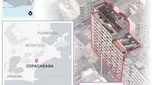 O condomínio, localizado na Rua Figueiredo Magalhães, em Copacabana, onde teria sido instalado um clube de sexo com show de strip na cobertura.