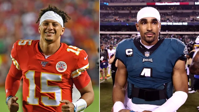 Patrick Mahomes (Kansas) e Jalen Hurts (Eagles) estarão frente a frente no Super Bowl