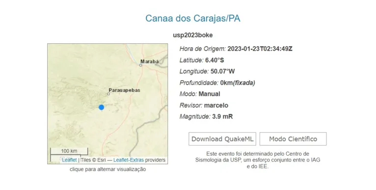 Registro apontado pelo Centro de Sismologia da USP confirma o tremor