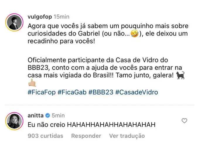 BBB 23: Anitta reage ao saber de participação de ex-affair