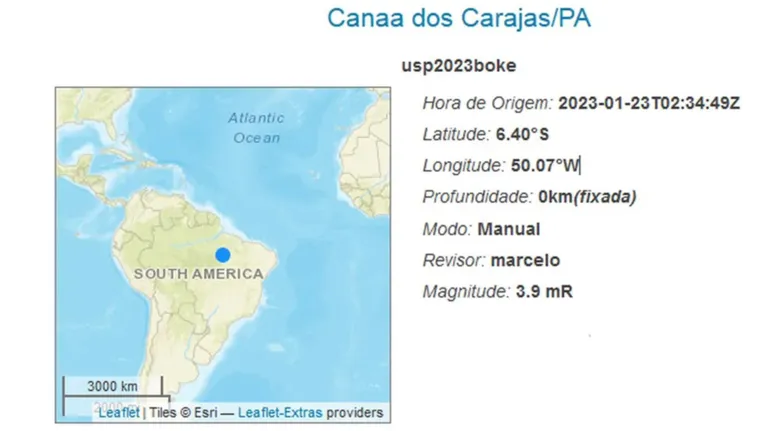 Terremoto de magnitude 3,9 atinge Canaã dos Carajás no Pará