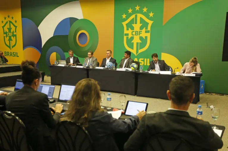 Presidente da CBF, Ednaldo Rodrigues (centro), Reunião do Conselho Técnico dos Clubes da Série C do Campeonato Brasileiro 2023