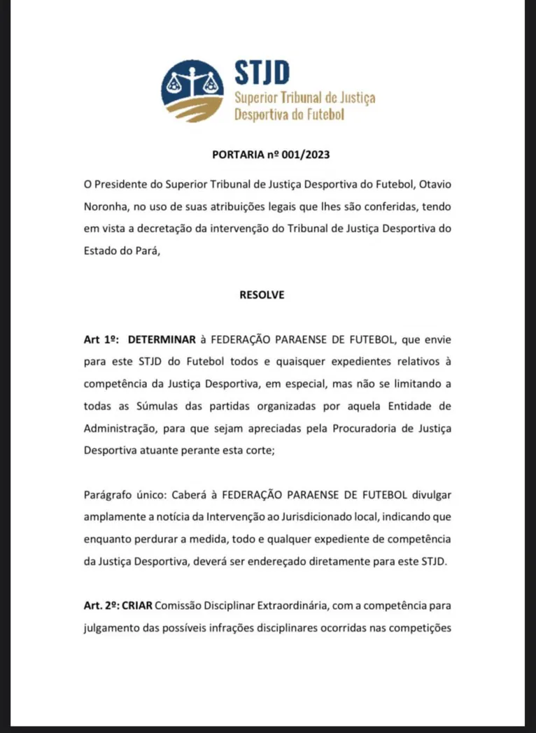 FPF é notificada sobre intervenção no TJD do Pará 