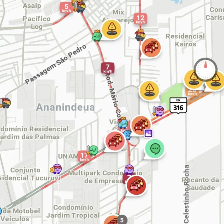 O engarrafamento está situado principalmente próximo ao Viaduto do Coqueiro