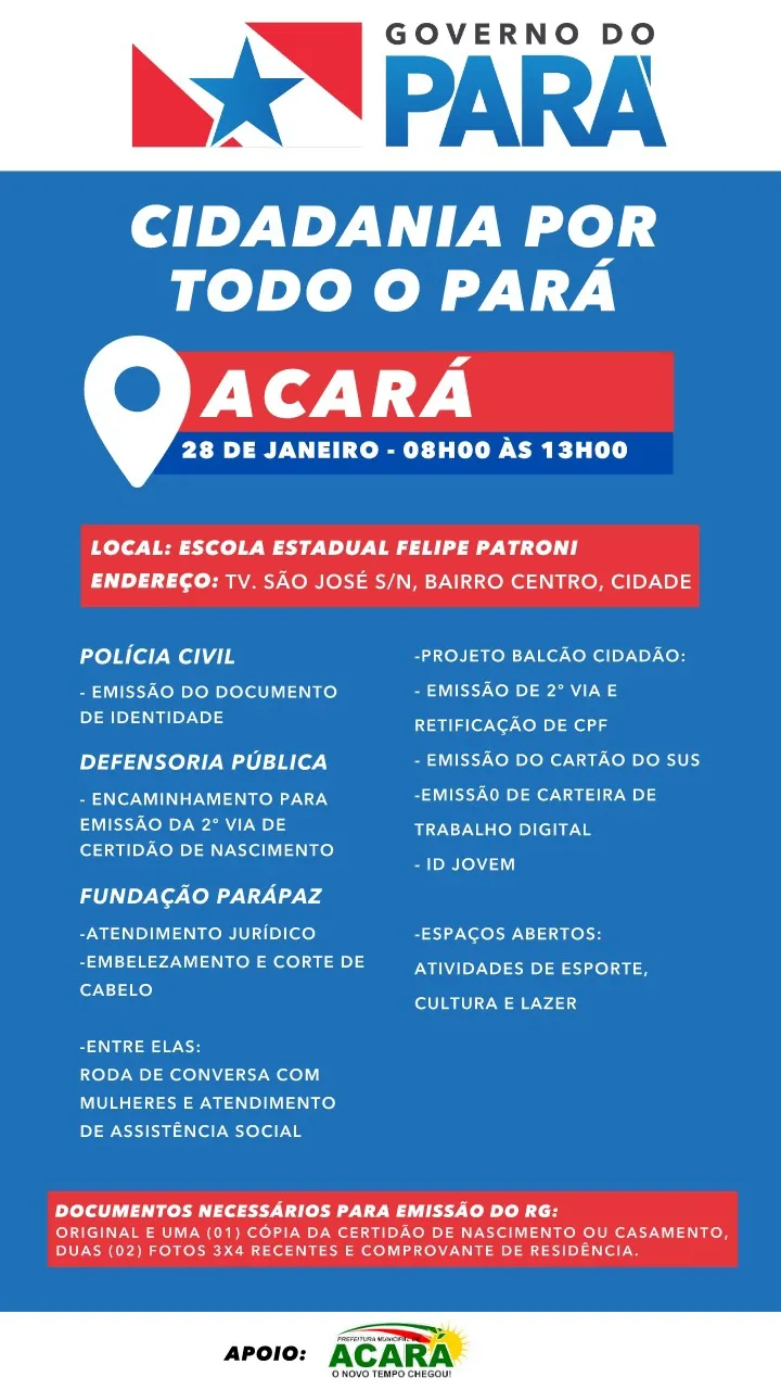 Confira os serviços que serão ofertados à população