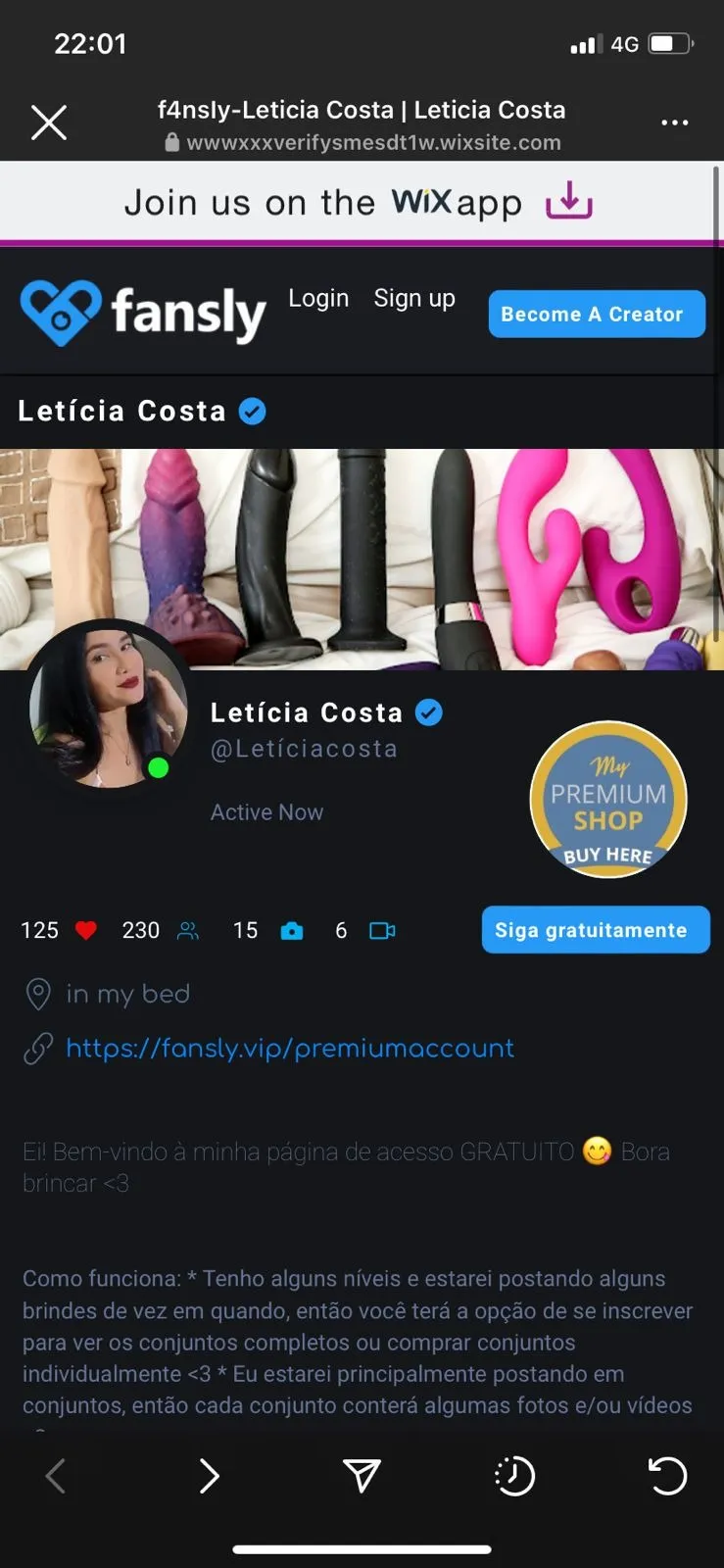 Print do perfil falso criado com o nome da pedagoga Letícia Costa.