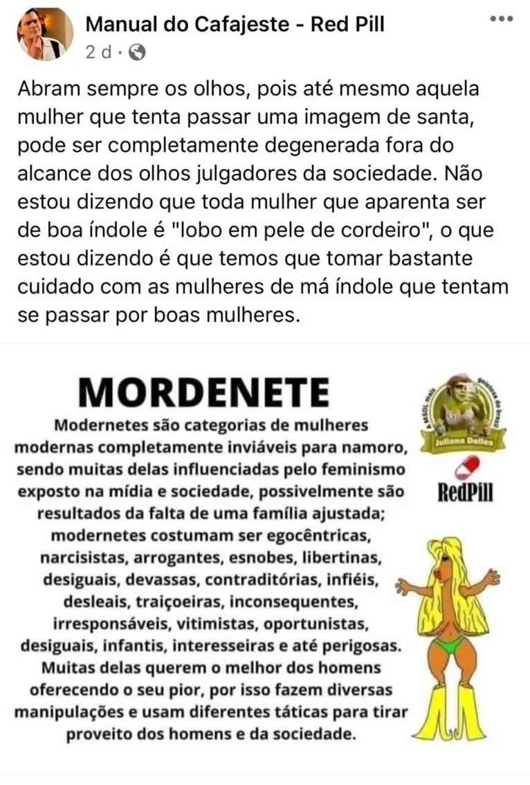 Postagem publicada no perfil "Manual do Cafajeste - Red Pill"