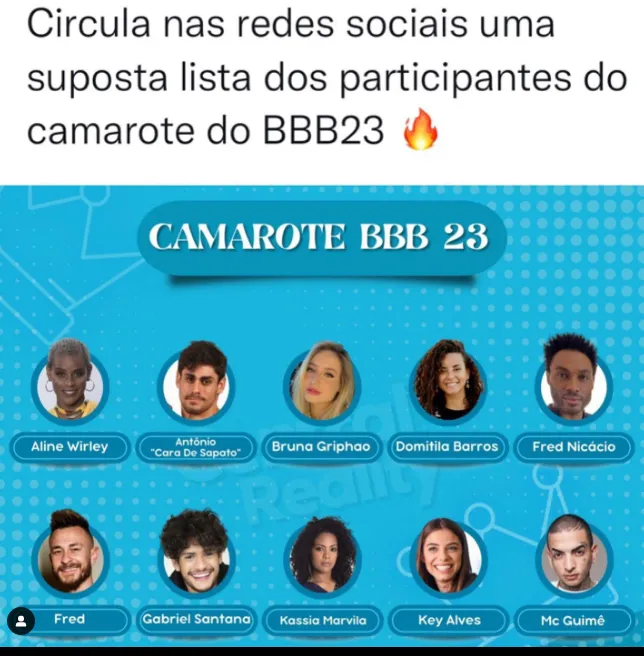 Vaza lista dos Camarote do BBB 23 com vários famosos