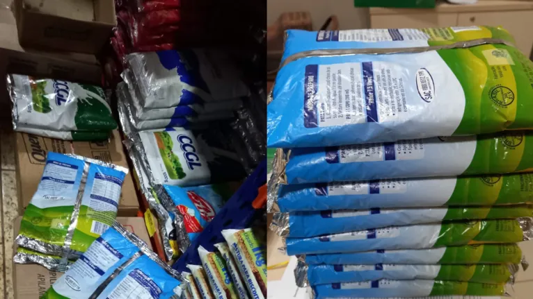 Pacotes de leite vencidos e com a datas de fabricação adulteradas