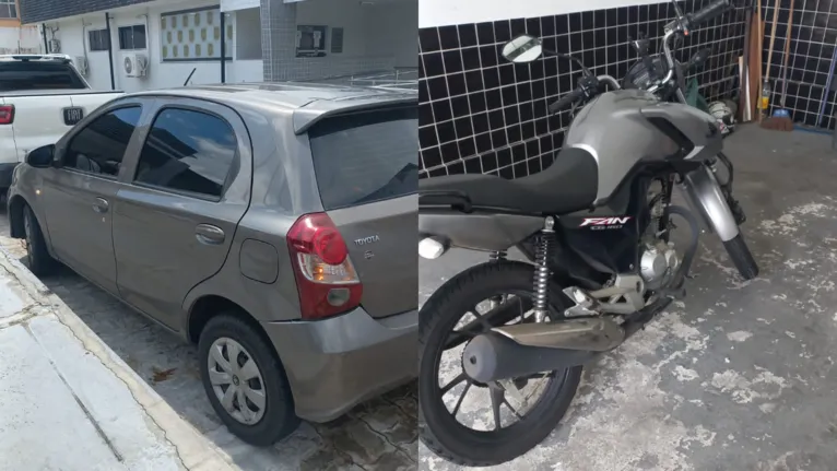 Bando usou um veículo, modelo Toyota Etios, e uma moto, modelo Honda Fan, na ação criminosa