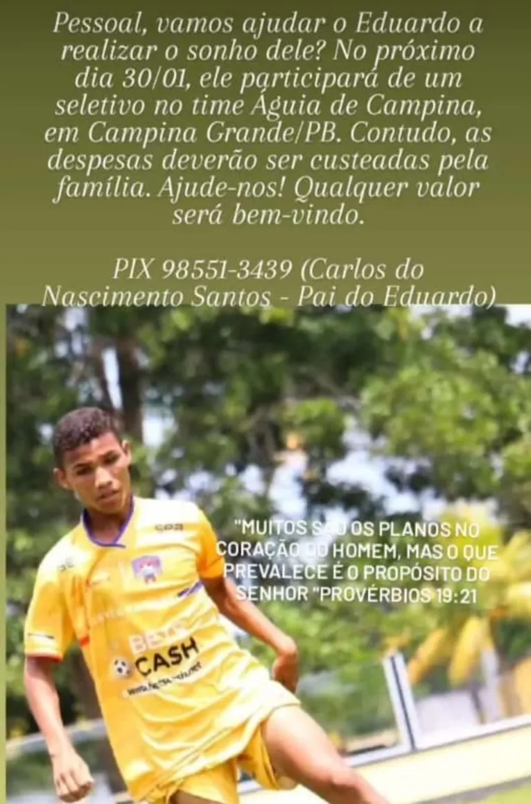 Ajude o Eduardo a ser um jogador de futebol profissional