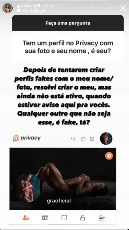 Gracyanne Barbosa cria perfil em site adulto e choca web