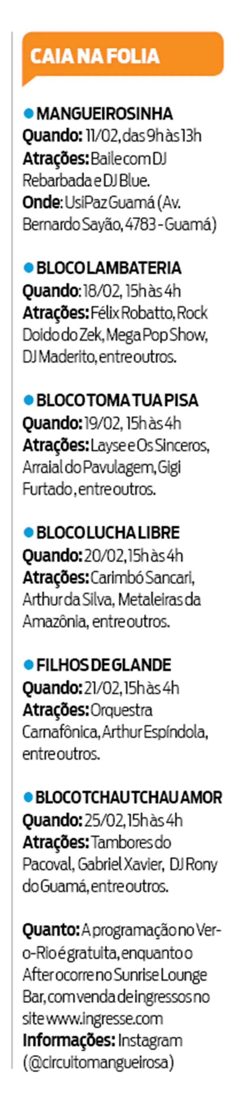 Abre alas do Circuito Mangueirosa: veja as atrações por dia