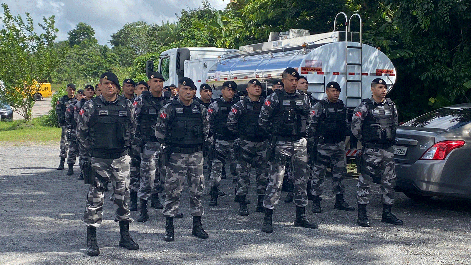 Policiais da Tropa de Choque que participarão das operações de prevenção e combate aos atos terroristas durante a intervenção federal, em Brasília.