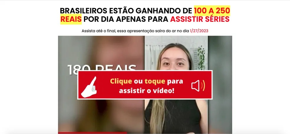 Página do Sistema Netflix tem visual simples e destaca o vídeo que explica o golpe