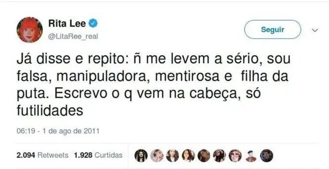 Sem papas nos dedos! Os melhores tuítes de Rita Lee 