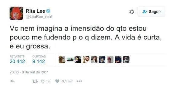 Sem papas nos dedos! Os melhores tuítes de Rita Lee 