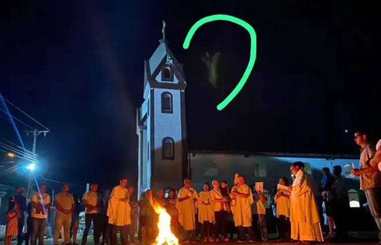 Foto tirada na comunidade são João Batista durante a celebração de Páscoa