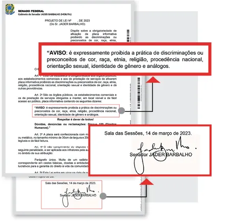 Jader propõe placas de informação para evitar homofobia