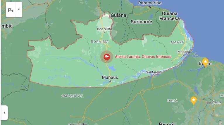 Calha norte e o estado de Roraima com chuvas intensas neste final de semana