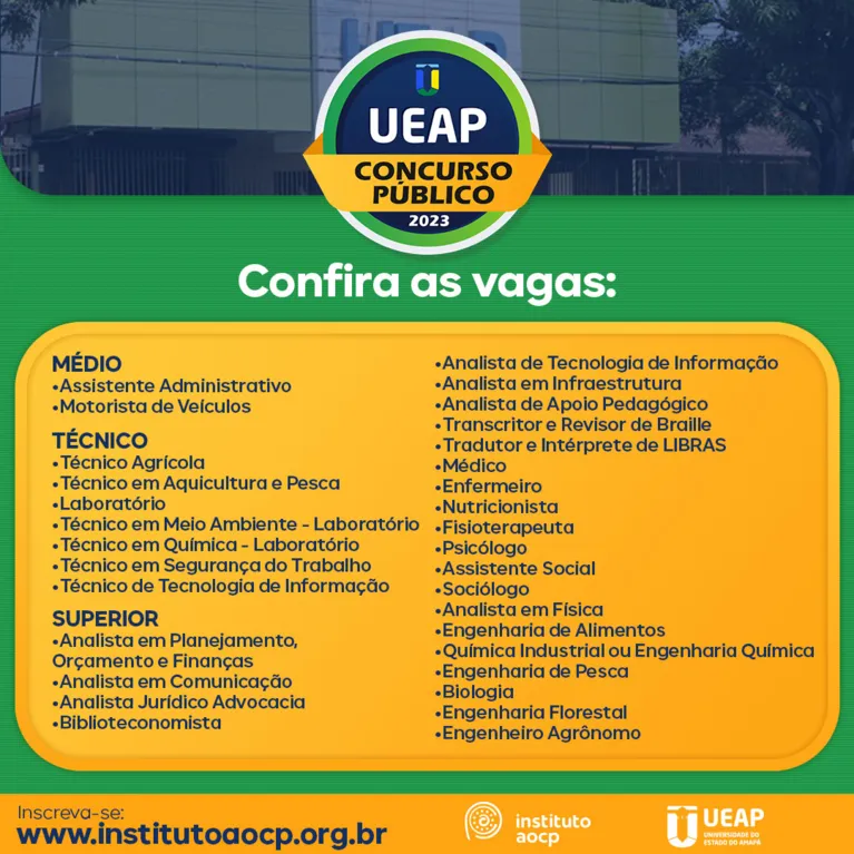Concurso Público da UEAP oferta 101 vagas para várias áreas