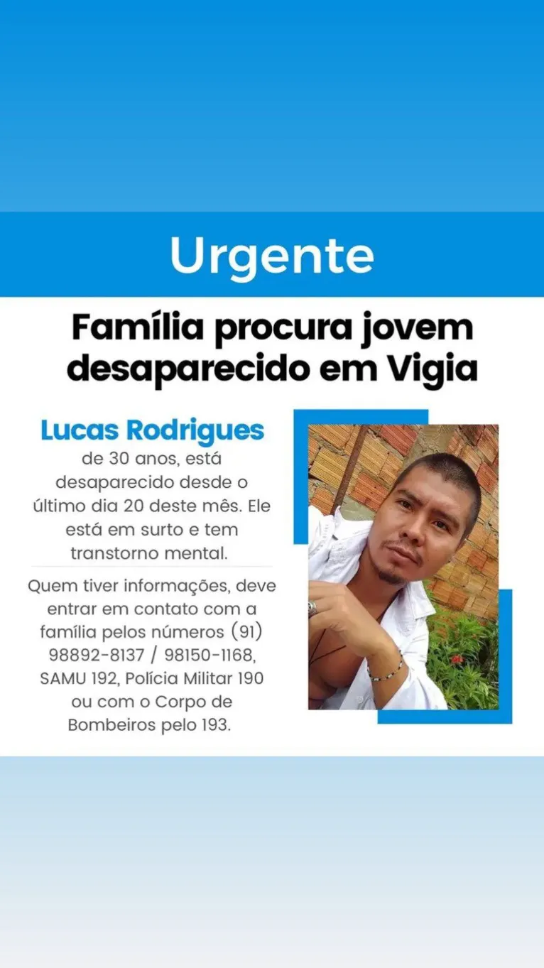 Família de Vigia procura por rapaz desaparecido