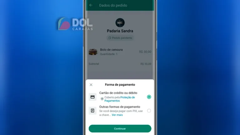 O cliente armazena os dados do cartão no WhatsApp e utiliza sempre que for fazer uma compra