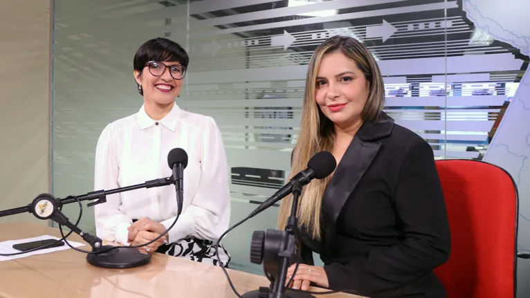 Priscila Belfort e Paula Danielly  durante a gravação do DOL Delas.