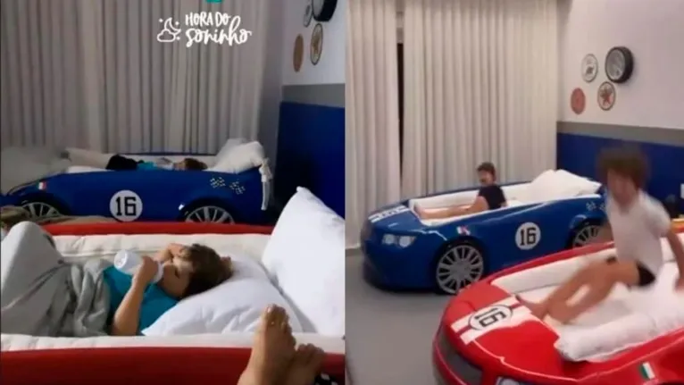 As camas são em forma de carro