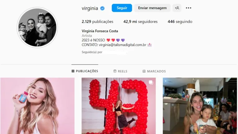 Virginia comemora 43, recebe ‘unfollows’ e volta a 42