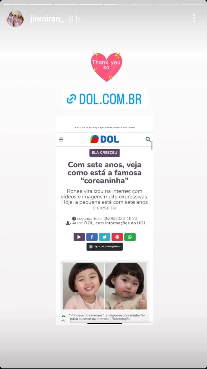 Publicação chegou até a Coreia do Sul