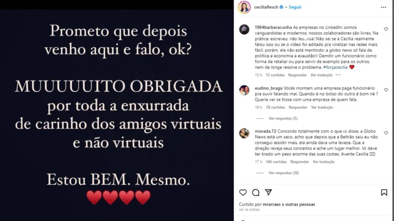 Cecília Flesch é demitida da Globo após criticar emissora