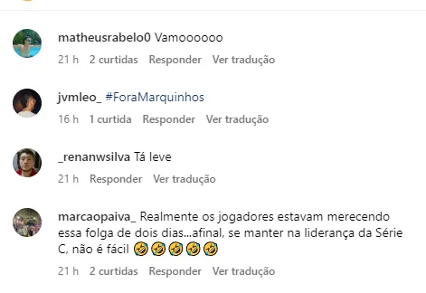 Torcida questiona tempo de folga dado ao elenco do Paysandu