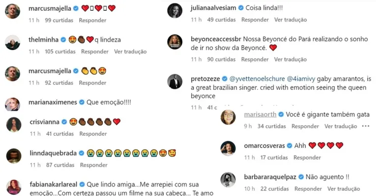 Famosos comentam post de Gaby