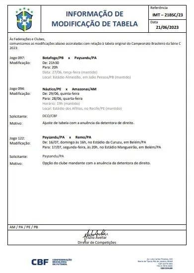 Confira o documento oficial