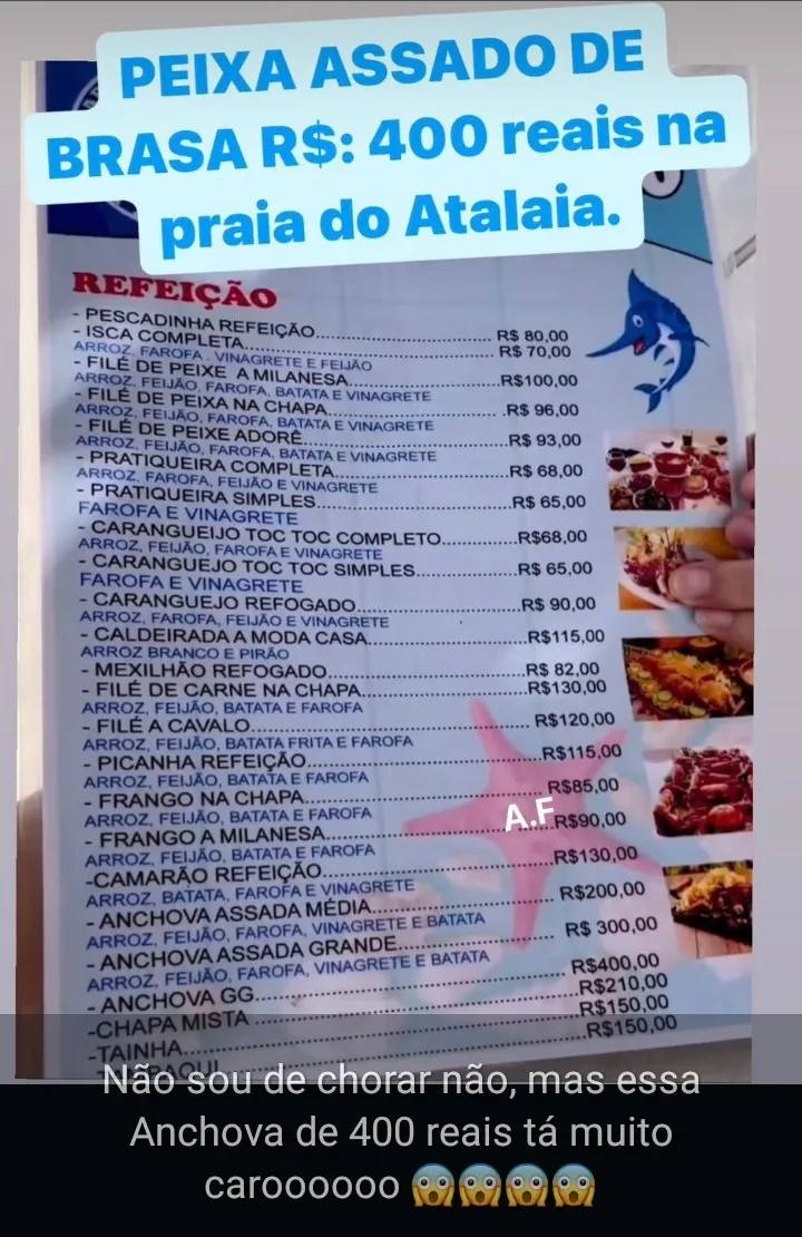 Peixe a R$ 400: veranistas reclamam de preços em Salinas 