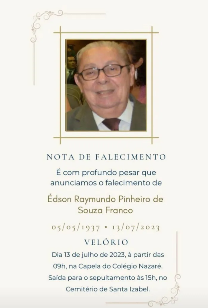 Edson Franco morre aos 86 anos, em Belém