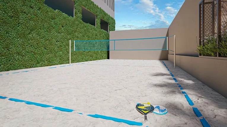 Com área de lazer completa, o Torre Maranello possui quadra poliesportiva, quadra de tênis coberta e quadra de beach tennis