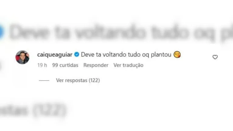 O filho de Carlinhos Aguiar, Caique Aguiar, fez um comentário nas redes sociais