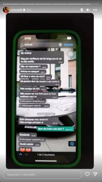 Antony expõe conversa com mais uma mulher que o acusa
