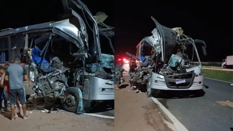 Motorista de micro-ônibus morre após bater em uma carreta 