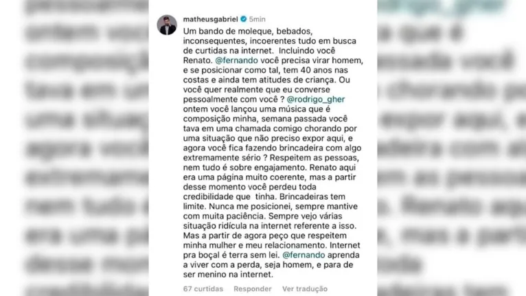 Fernando Zor chora por Maiara e namorado dela se enfurece 