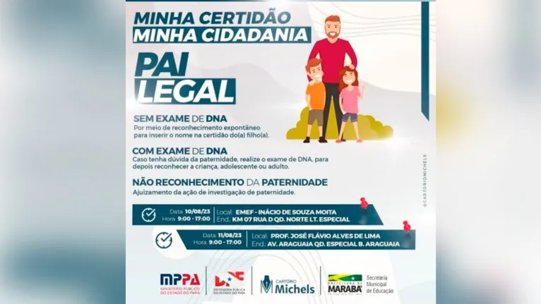 Mutirão será realizado para reconhecimento de paternidade