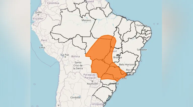 Os locais com maior probabilidade de calor são os estados do Centro-Oeste e o Distrito Federal, o noroeste de Minas Gerais, Tocantins, sul e leste do Pará, o interior do Maranhão, do Piauí e da Bahia