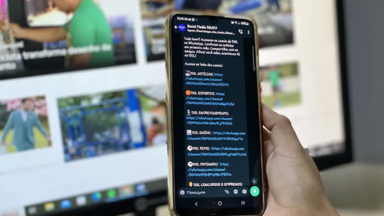 Siga os novos canais de transmissão do DOL no WhatsApp