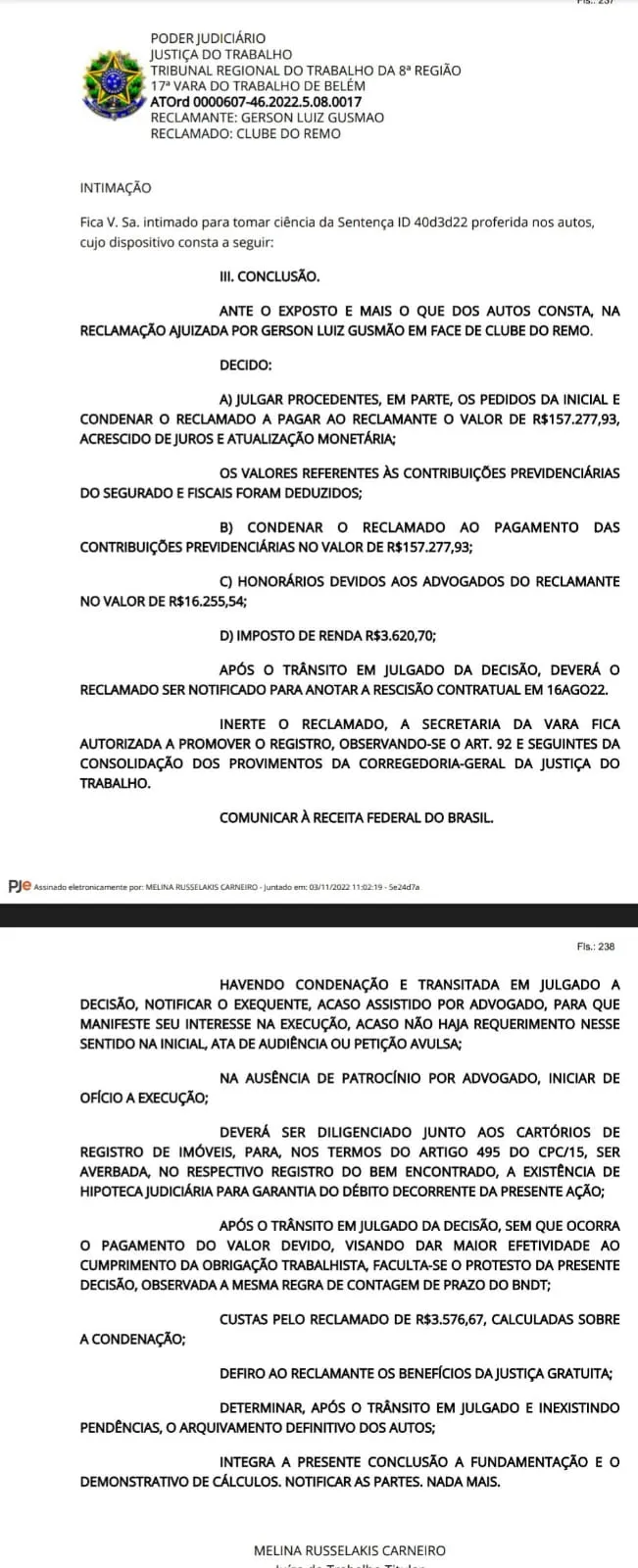 Clube do Remo ganha processo contra o técnico Gerson Gusmão