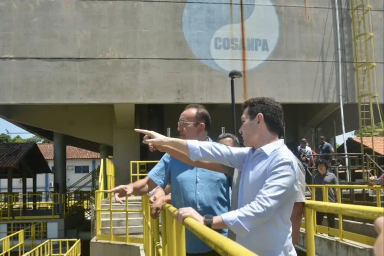 Ao lado do presidente da Cosanpa, Jader Filho conheceu a ETA Bolonha e detalhes sobre as obras em execução para melhorar o abastecimento na Grande Belém