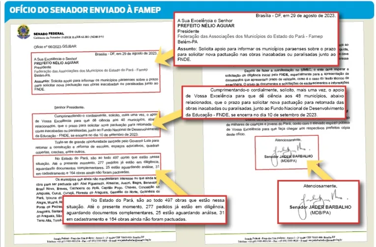 Jader alerta municípios sobre prazo de obras do FNDE