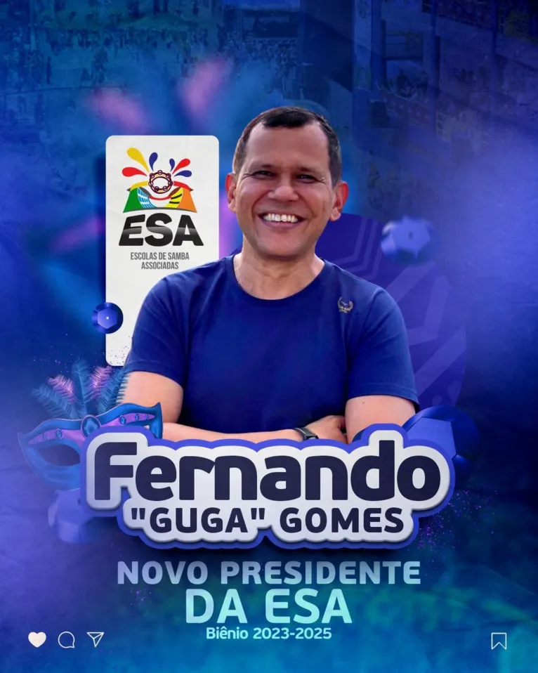 Fernando "Guga" Gomes é o novo presidente das Escolas de Samba Associadas.